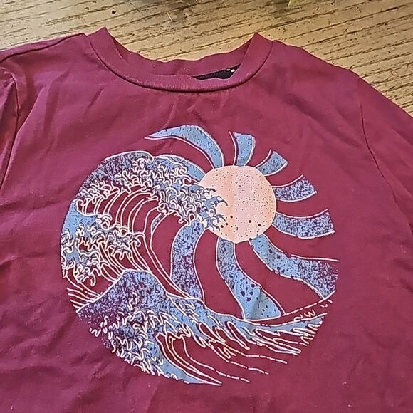 Boys burgendy long sleeve shirt size S 6/7 - Picture 4 of 10